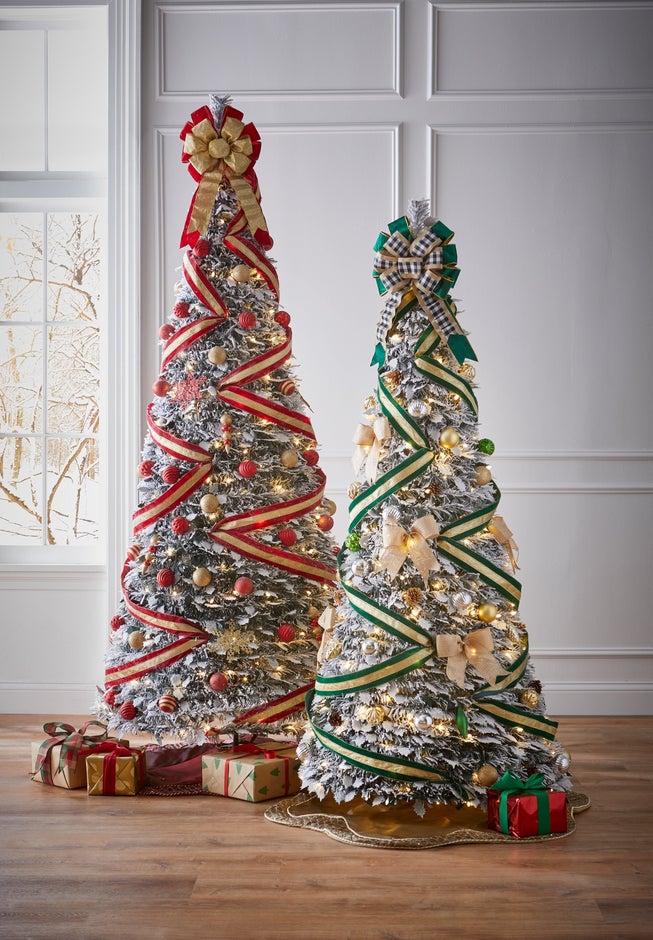 6FT Pre-Lit Flocked Pop-Up Tree image number 1
