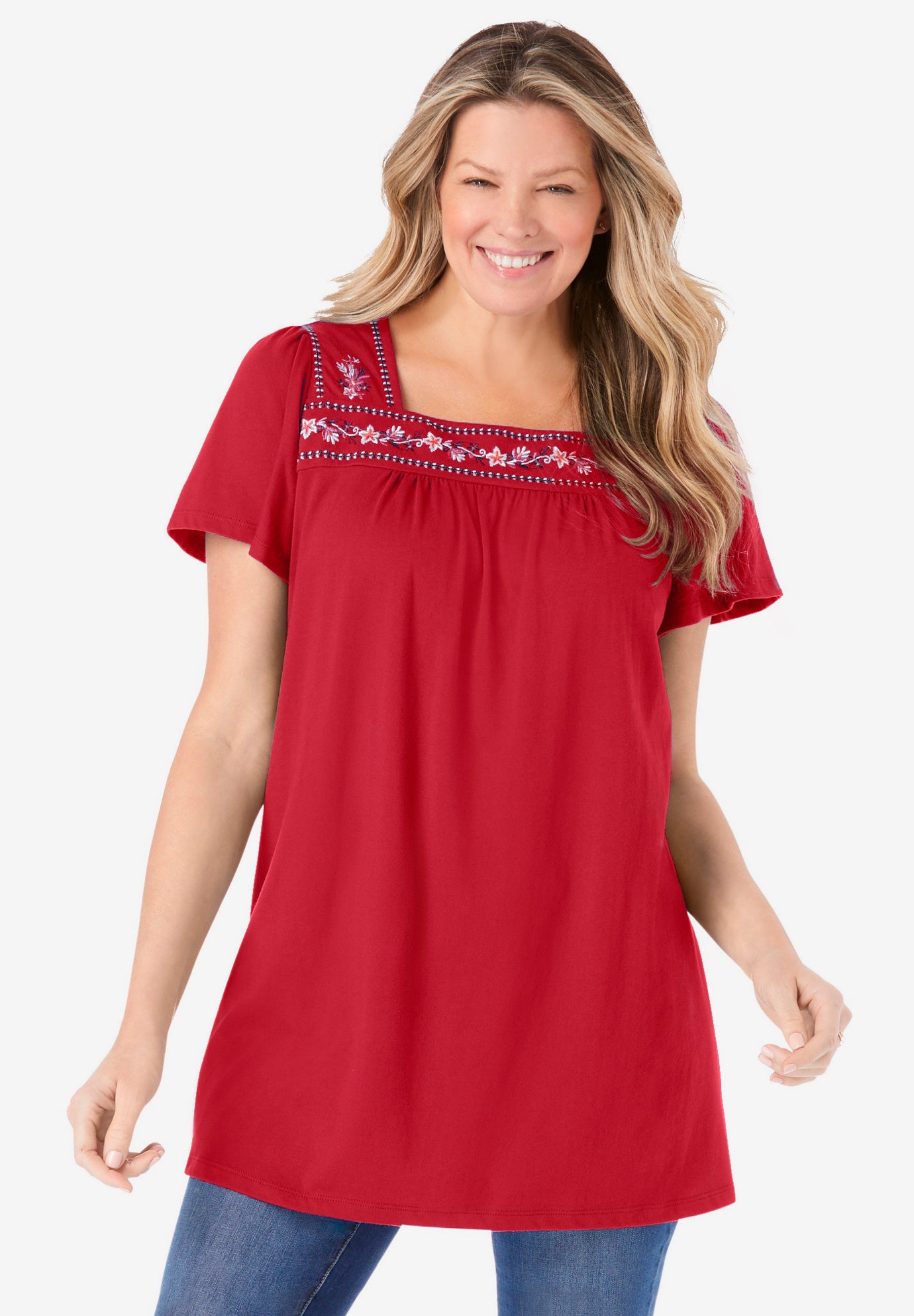 Embroidered Square Neck Tunic image number 6