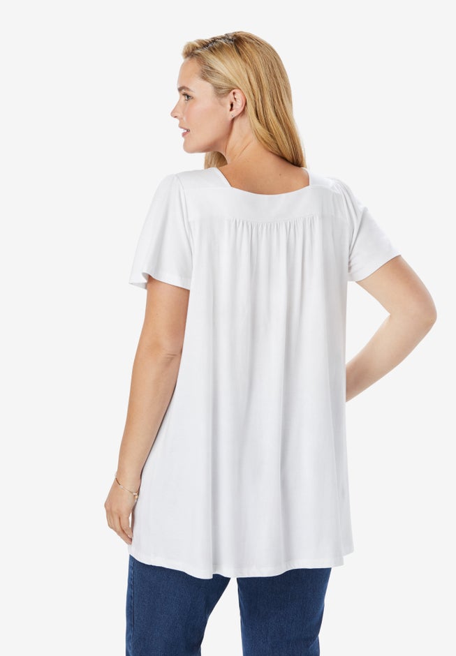 Embroidered Square Neck Tunic image number 1