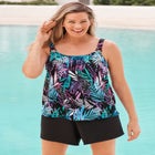Tank Overlay Tummy Control Adjustable-Strap Swim Romper image number null