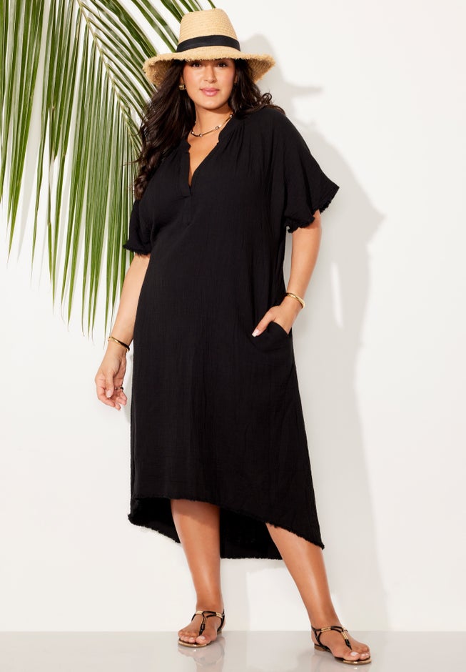 Gauze High-Low Sun Dress Cover Up image number 3