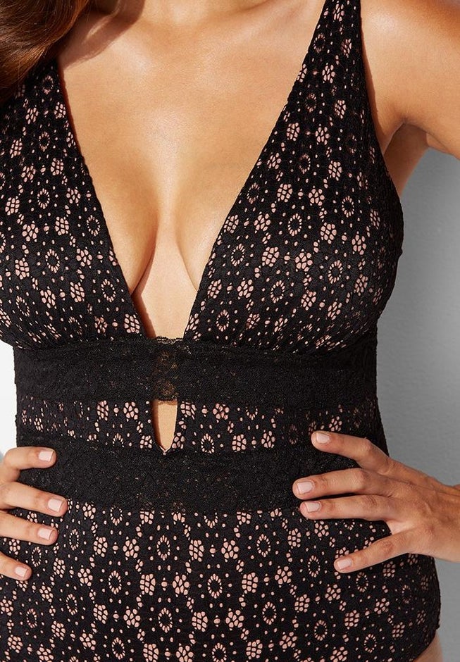 Lace Plunge One Piece Swimsuit image number 2