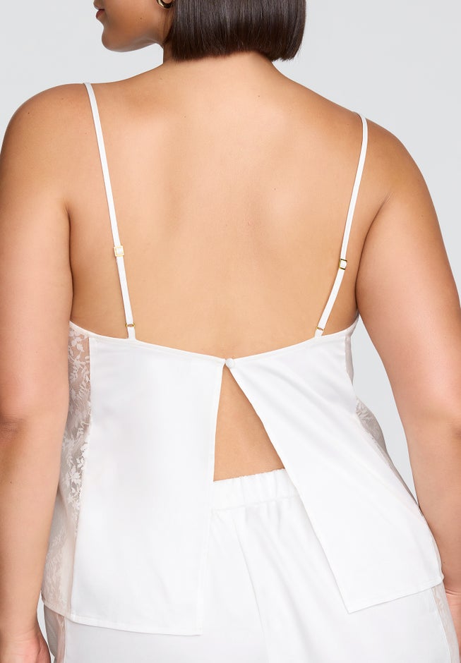 The Lace Panel Tank - Recycled Satin image number 4