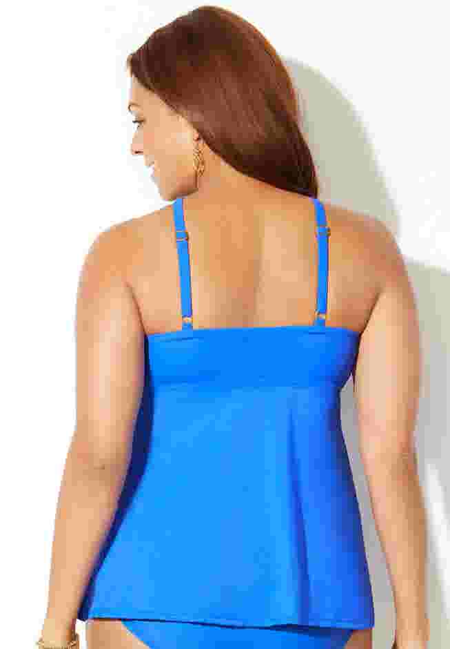 Longer Length High Neck Halter Tankini Top image number 1