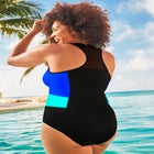 Chlorine Resistant High Neck Zip One Piece Swimsuit image number null