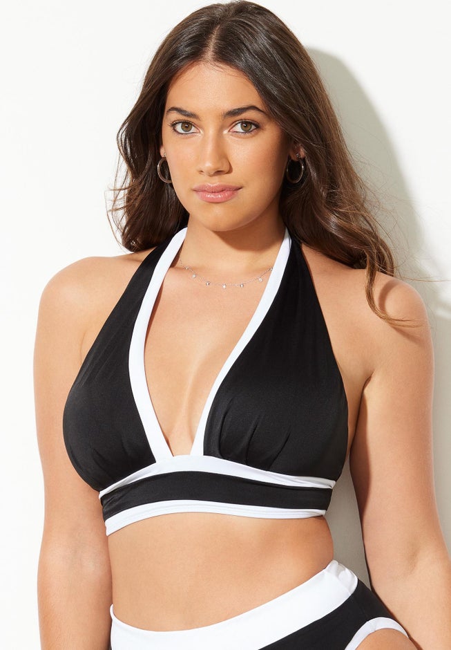 Bliss Colorblock Pleated Halter Bikini Top image number 2