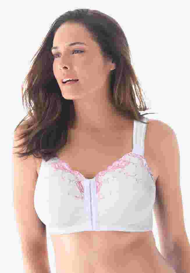 Front-Close Embroidered Wireless Posture Bra image number 0