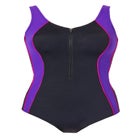 Zip-Front One-Piece with Tummy Control image number null