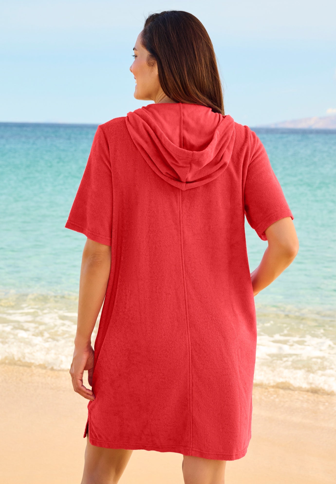 Hooded Terry Swim Cover Up image number 1