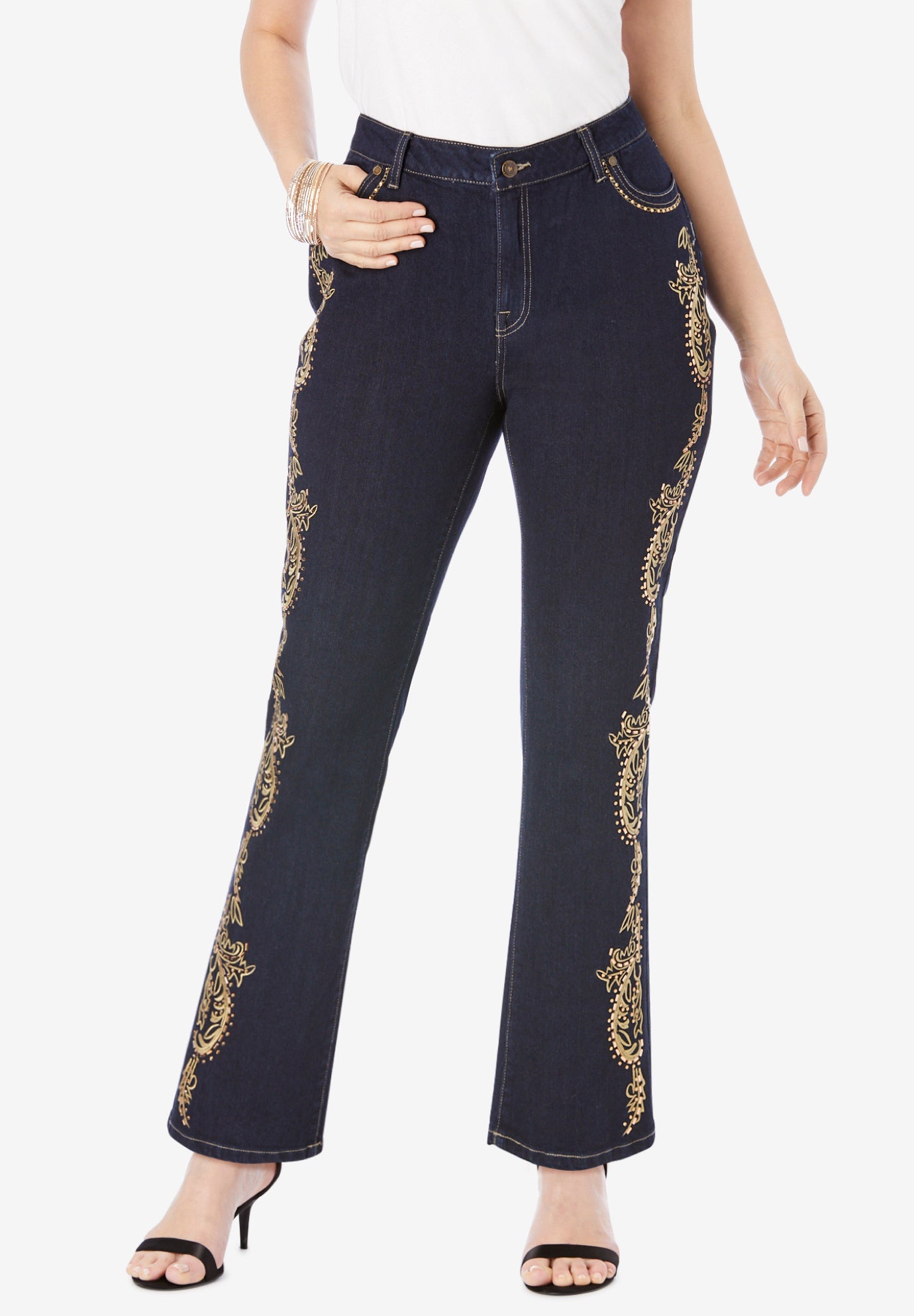Plus Size Embroidered Bootcut Jean image number 0