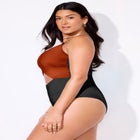 Shimmer Chain Accent Cut Out One Piece Swimsuit image number null