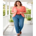 Rib Trim Cardigan Shrug Sweater image number null