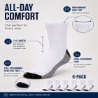 1/4" Length Cushioned Crew 6 Pack Socks image number null
