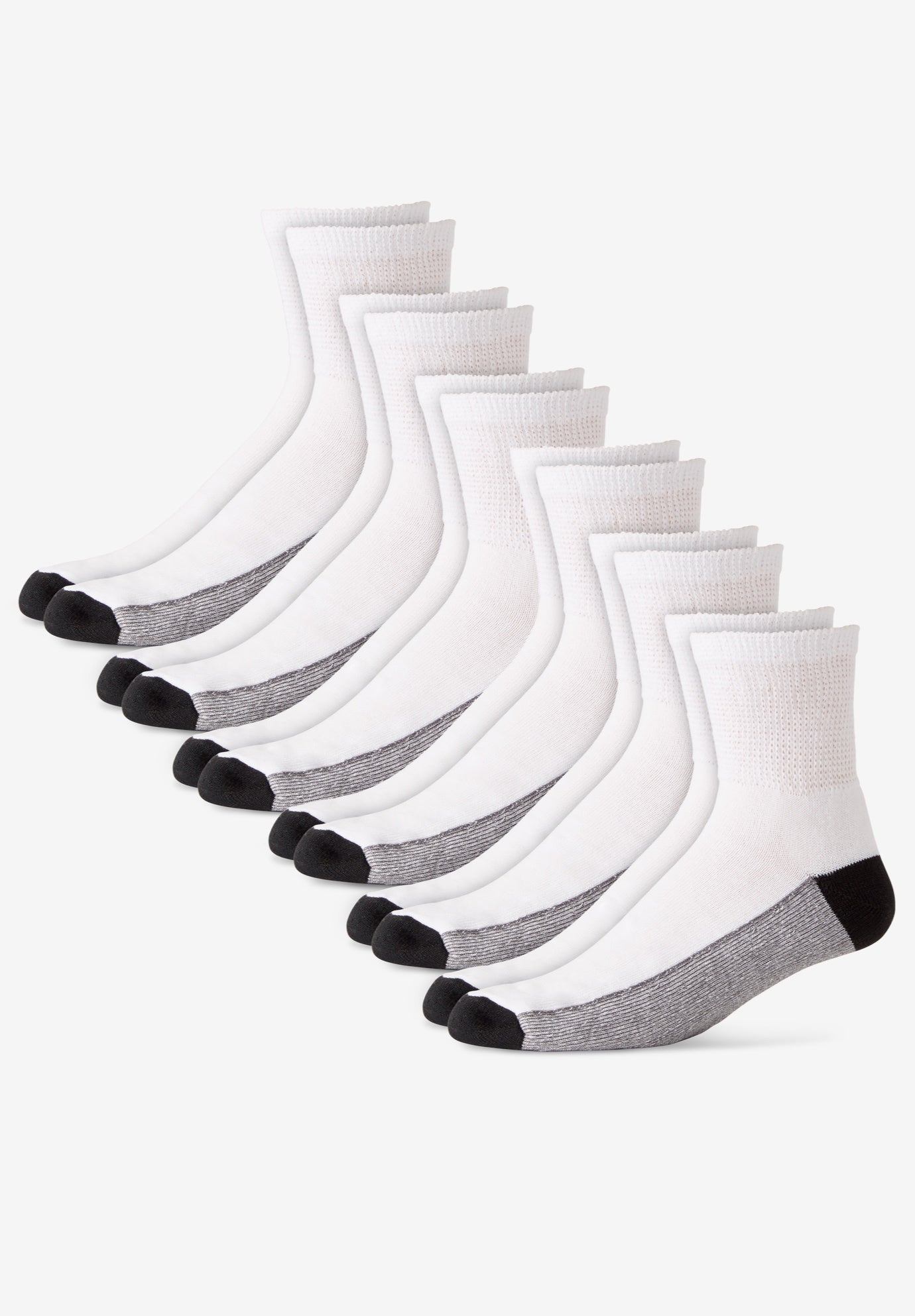 1/4" Length Cushioned Crew 6 Pack Socks image number 0