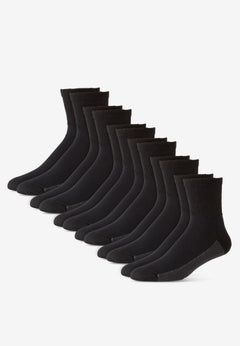 1/4" Length Cushioned Crew 6 Pack Socks