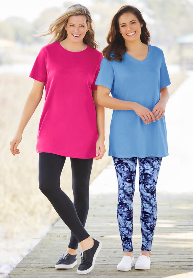 Stretch-Cotton Knit Pull-On Printed Pocket Leggings image number 5