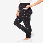 Stretch-Cotton Knit Pull-On Printed Pocket Leggings image number null