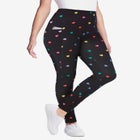 Stretch-Cotton Knit Pull-On Printed Pocket Leggings image number null