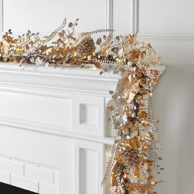 6' Pre-Lit Gold & Silver Garland image number 0