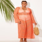 Lightweight Crochet V-Neck Dress Cover Up image number null