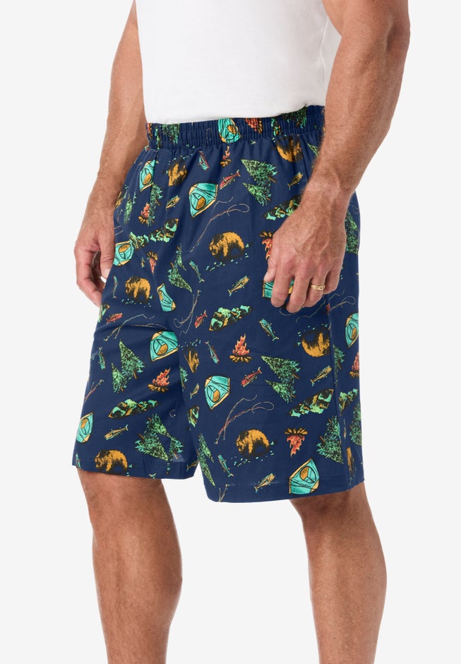 Full-elastic waist woven sleep shorts image number 2