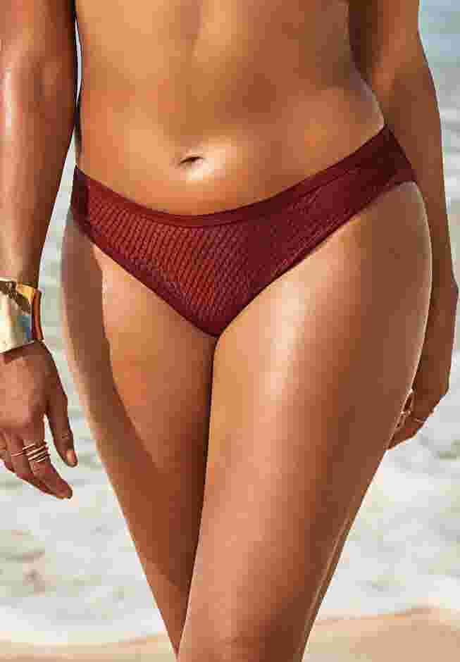 Knit Mesh Overlay Bikini Bottom image number 0