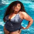 Adjustable Sparkle Halter Tankini Top image number null