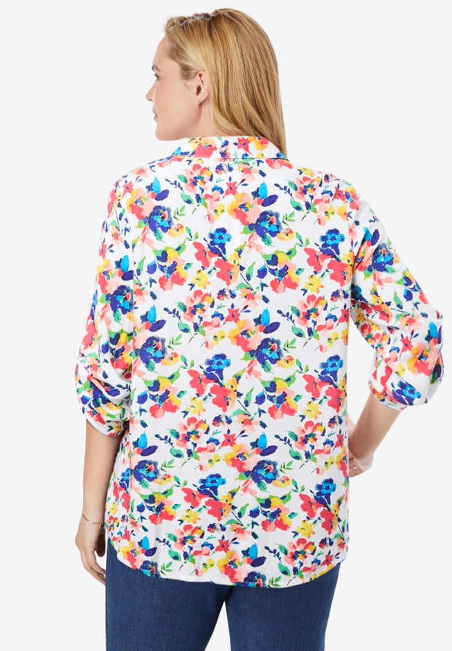 Rayon Pintucked Effortless Tunic Blouse image number 1