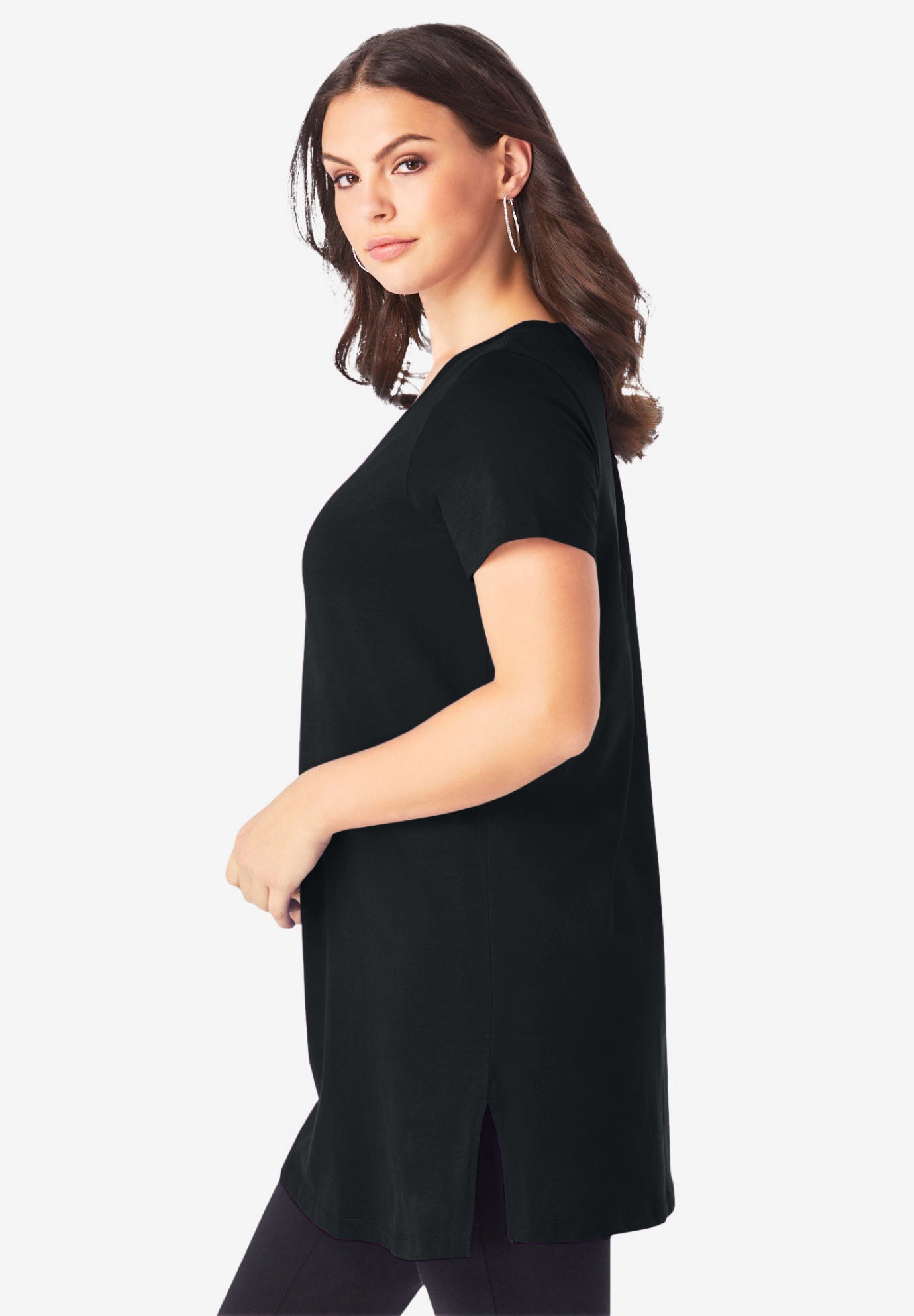 Plus Size Cotton Short Sleeve V-Neck Ultimate Tunic image number 3