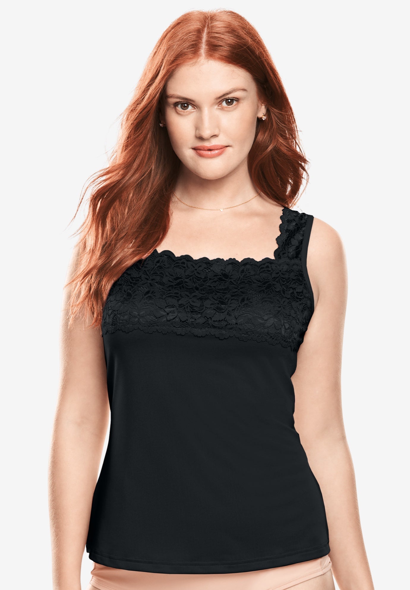 Silky Lace-Trimmed Camisole image number 0