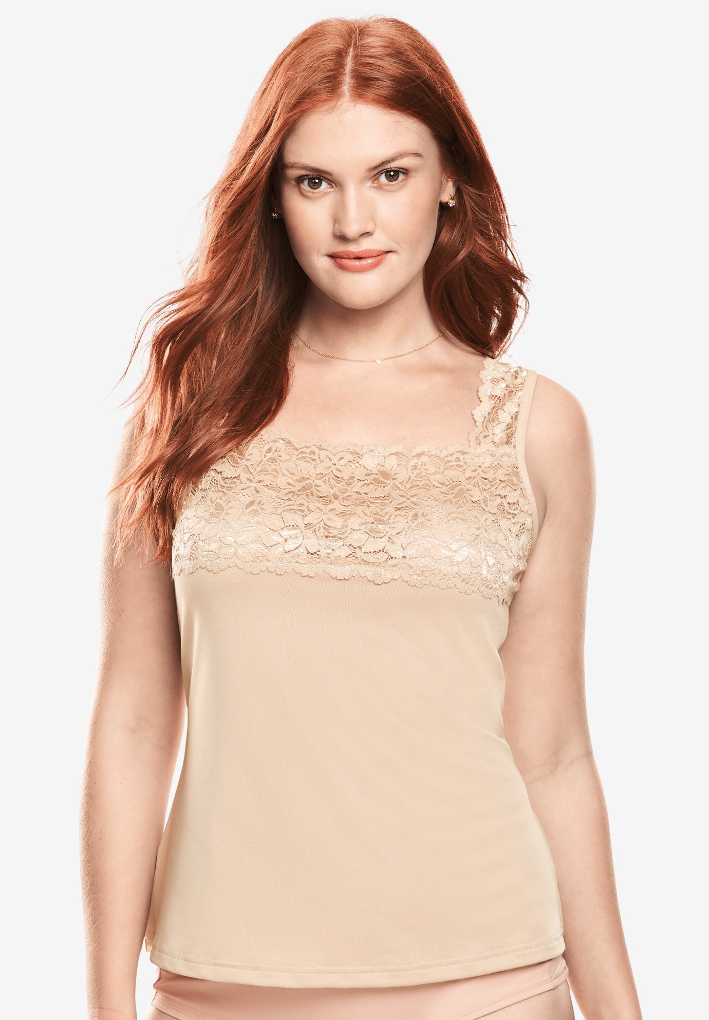 Silky Lace-Trimmed Camisole image number 0