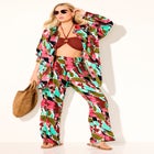 Oversized Buttondown Lounge Cover Up Shirt image number null