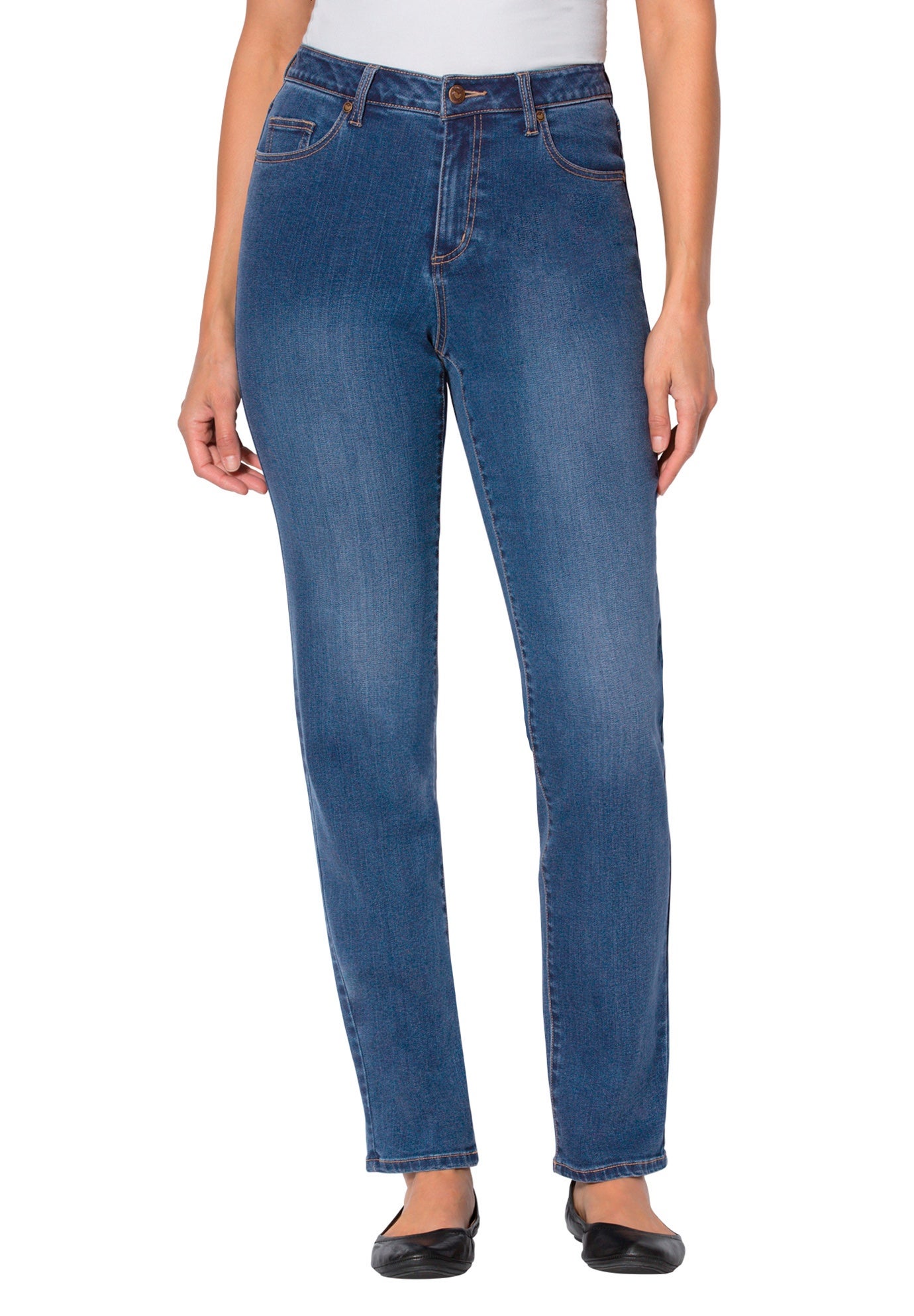 Straight-Leg Stretch Comfort Denim Five-Pocket Jeans image number 0