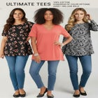 Plus Size Three-Quarter Sleeve Notch Neck Soft Knit Tunic image number null