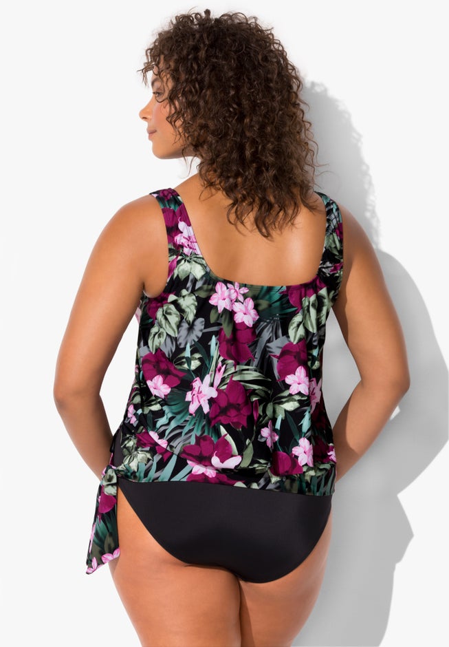 Side Tie Blouson Tankini Top image number 1