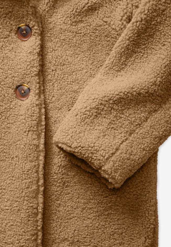 Plus Size Double Breasted Teddy Coat image number 5