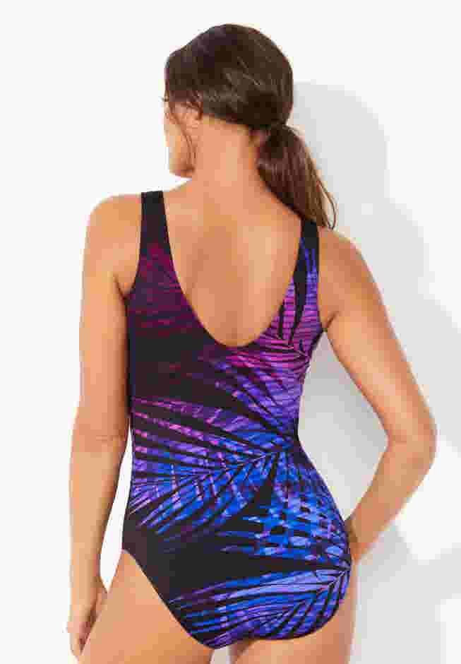 Chlorine Resistant Square Neck Tank One Piece Swimsuit image number 1
