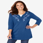 7-Day Layered-Look Embroidered Henley Tunic image number null