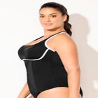 Chlorine Resistant Square Neck Contrast Trim Tankini Top image number null