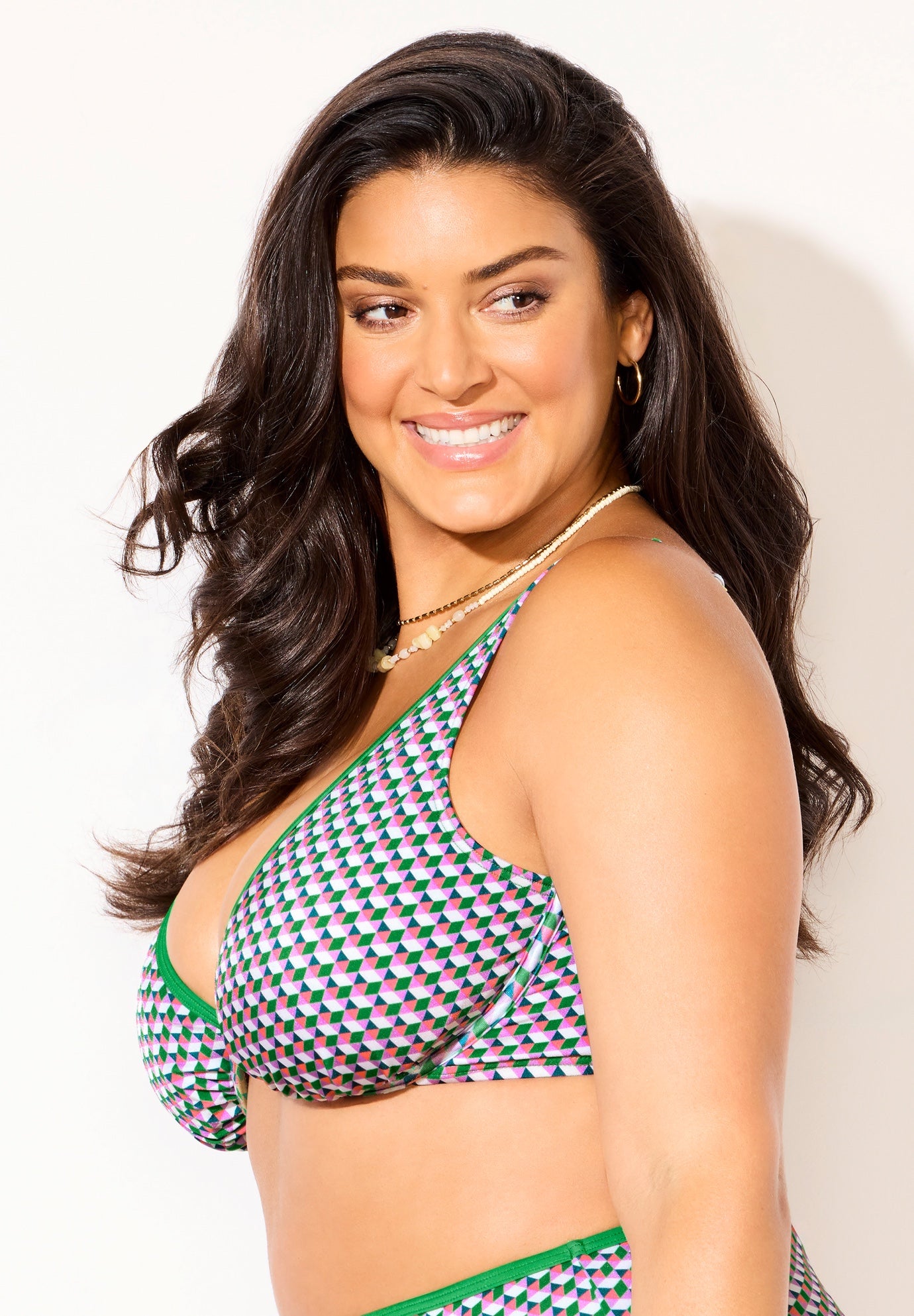 Shimmer Contrast Trim Underwire Bikini Top image number 1