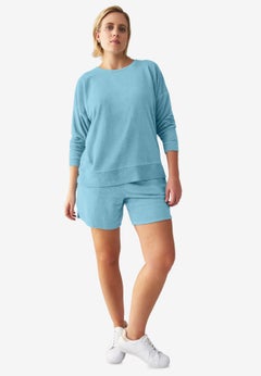 Ellos Studio Terry Cloth Relaxed Scoopneck Sweatshirt