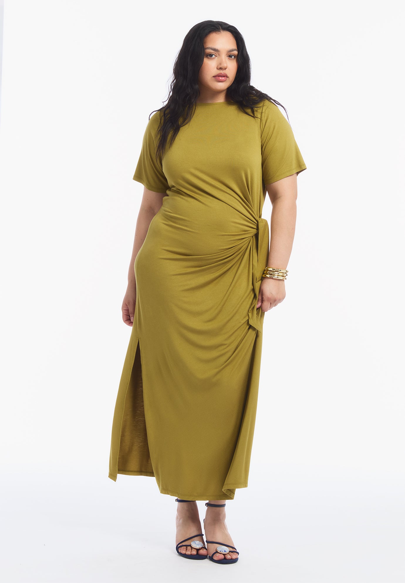Boatneck Gathered Maxi Dress image number 0
