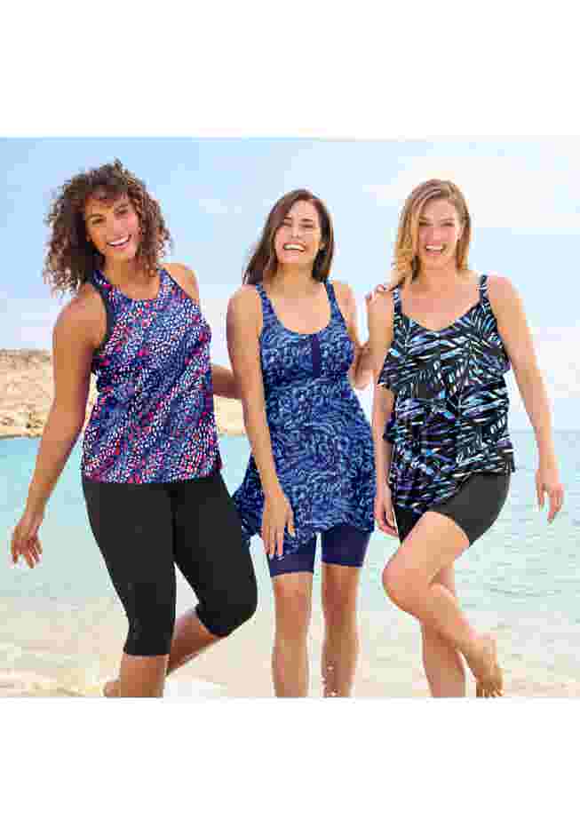 Longer-Length Tiered-Ruffle Tankini Top image number 4