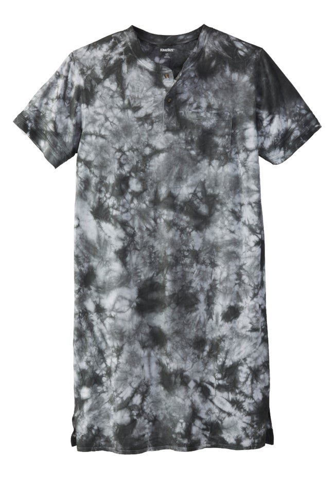 Short-Sleeve Jersey Henley Nightshirt image number 1