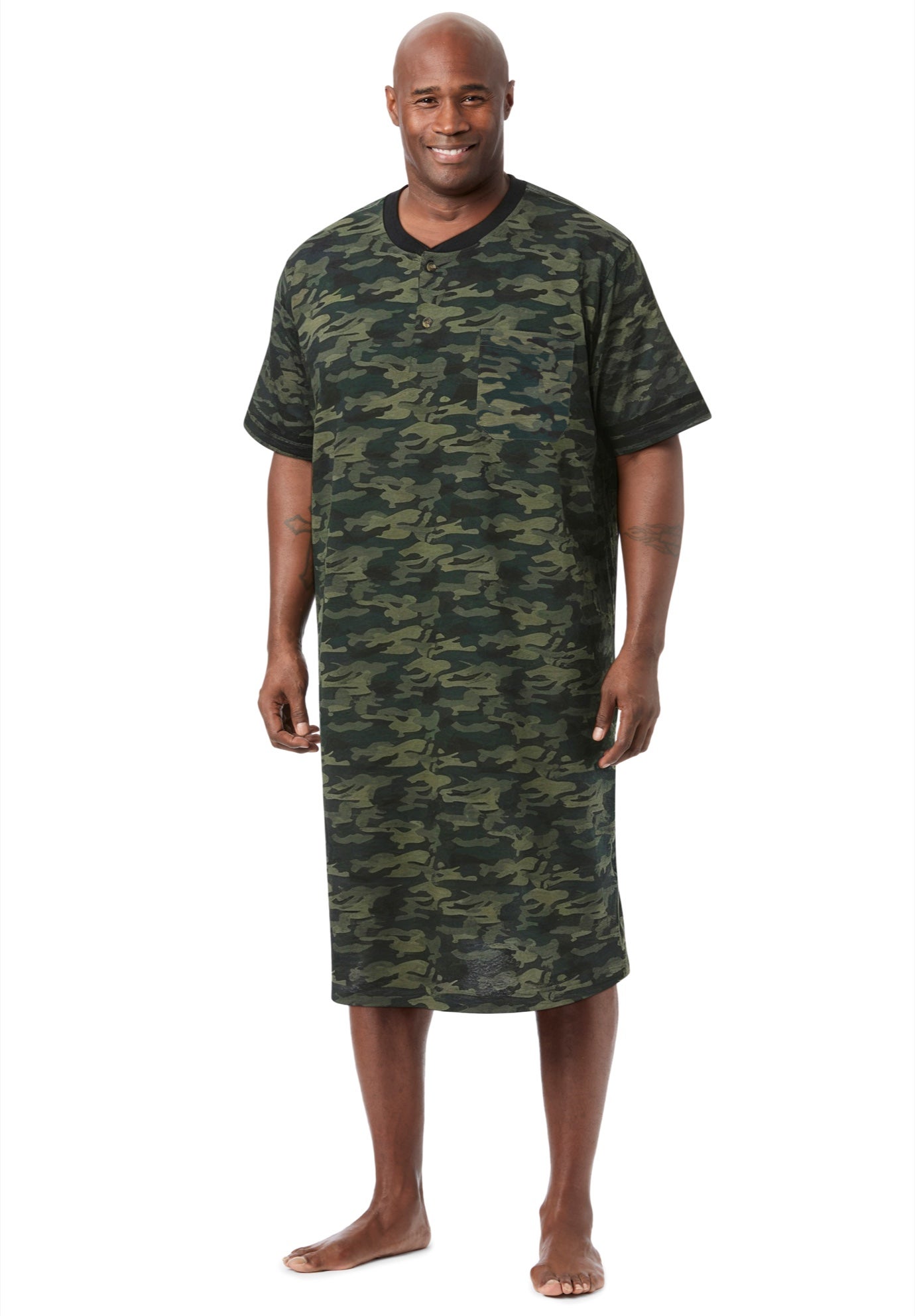 Short-Sleeve Jersey Henley Nightshirt image number 0