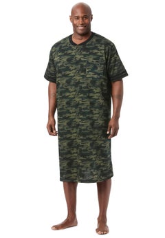 Short-Sleeve Jersey Henley Nightshirt