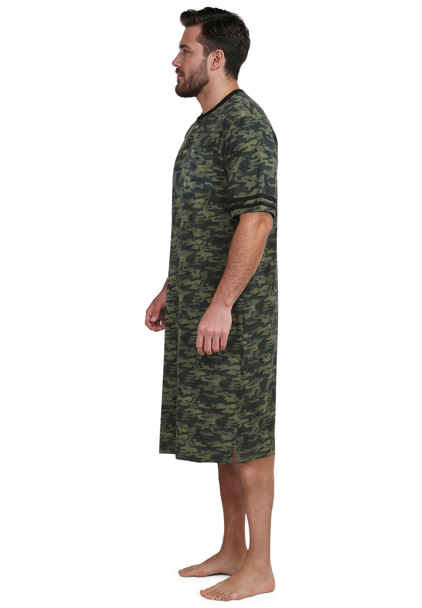 Short-Sleeve Jersey Henley Nightshirt image number 2