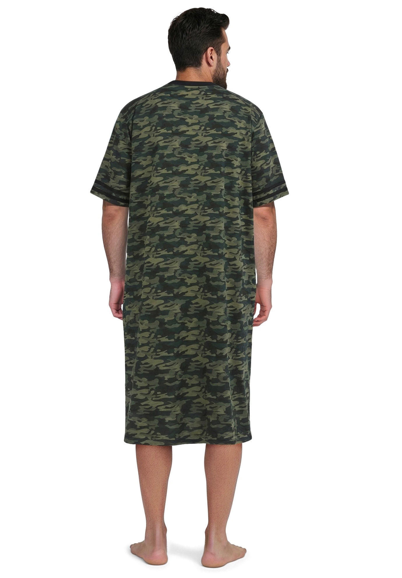 Short-Sleeve Jersey Henley Nightshirt image number 3