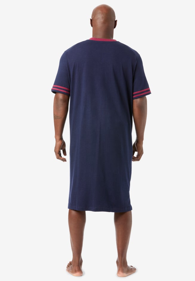 Short-Sleeve Jersey Henley Nightshirt image number 3