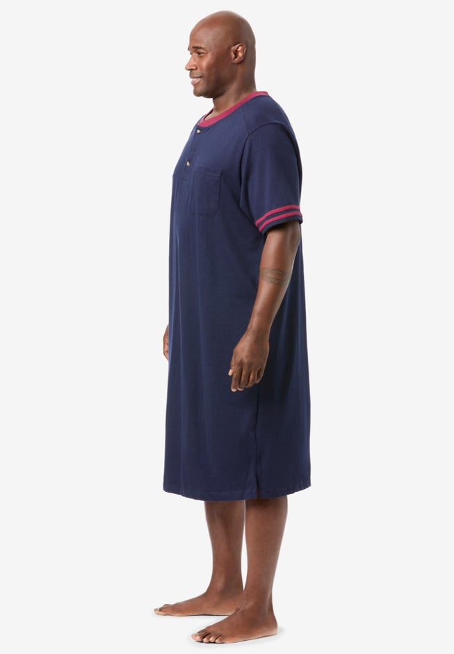 Short-Sleeve Jersey Henley Nightshirt image number 2